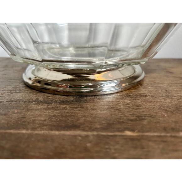 Vintage 1970's Godinger Decagon Glass and Silver Plated Footed Bowl - Picture 2 of 5